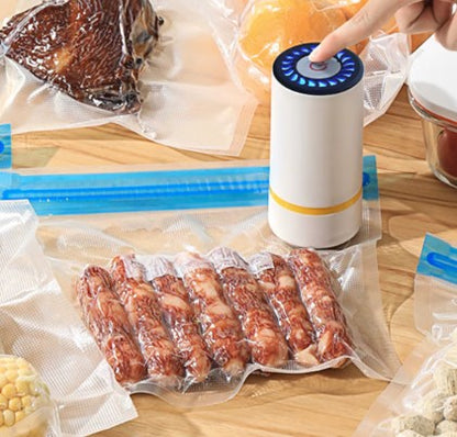 Combo de Cocina Inteligente | Sellador al Vacío + 50 Bolsas reutilizables + 6 Tapas de Silicona + Comidas Saludables